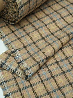 Шерсть пальтово-костюмная Твид Клетка цв.песочный, ш.1.5м, шерсть-20%, п/э-80%, 340гр/м.кв