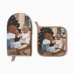 Набор подарочный Этель Bears, варежка 15?28 см, прихватка 19?19 см, хлопок 100%