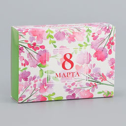 Цена за 2 шт. Коробка складная для 6 конфет без окна С 8 марта, 13.7?9.8?3.8 см