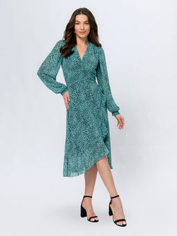 Платье бирюзового цвета длины мини с принтом - 1001dress фото 2