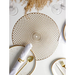 Набор салфеток сервировочных на стол Доляна Вира, 4 шт, d=38 см, цвет золотой