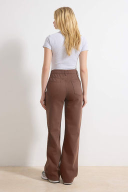 Kahverengi D_K_ML_ Trok Detayl_ Y_ksek Bel %100 Pamuk Wide Leg Jeans TWOSS26JE00065 - Trendyolmilla фото 5