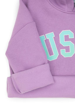 K_z _ocuk Lila _ardonlu Kap__onlu Sweatshirt Sepette S_rpriz _ndirim - U.s. polo assn фото 4