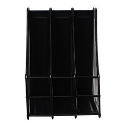 Лоток для бумаг А4, вертикальный, металлическая сетка, 3 отделения, чёрный