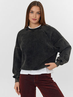 Теплый свитшот женский черный с начесом