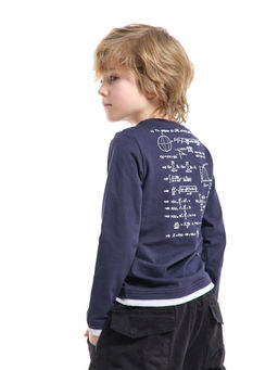 Лонгслив для мальчика с принтом UD 0574 т.синий - Mini maxi фото 2