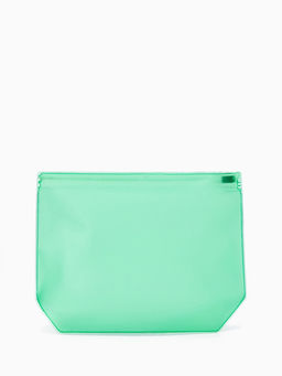 Косметичка для бассейна с застёжкой зип-лок, без рисунка, прозрачная/зелёная