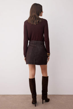 Kahverengi Mini Basic Denim Etek TWOAW26ET00049