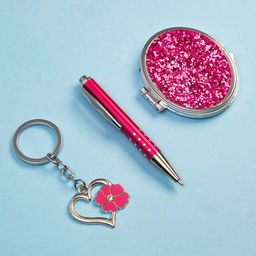 Набор подарочный 3 в 1, ручка, зеркало, брелок, МИКС