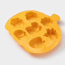 Форма для выпечки Доляна «Осенняя пора», силикон, 7 ячеек, 26×25.5×3 см, цвет оранжевый