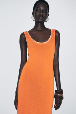 DOUBLE LAYER TRIM KNIT MAXI DRESS - Zara фото 2