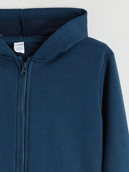 Kap??onlu Erkek ?ocuk Fermuarl? Sweatshirt