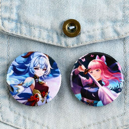 Цена за 10 шт. Значки закатные Аниме девочки, 38 мм, МИКС