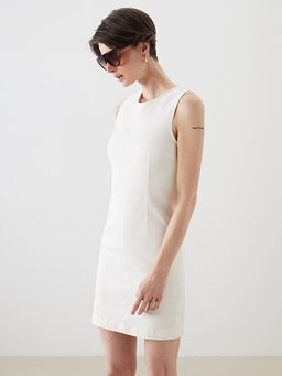 Bisiklet Yaka Mini Jean Elbise