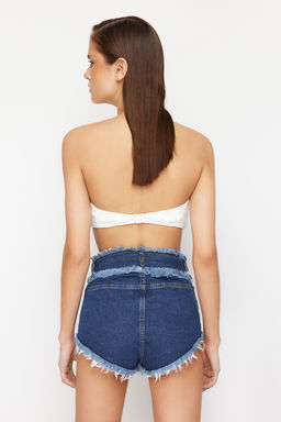 TRENDYOLMILLA Mavi Denim Puskullu Denim Plaj Sort TBESS24SR00006  фото 6