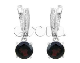 Серьги из серебра гранат, Хоста