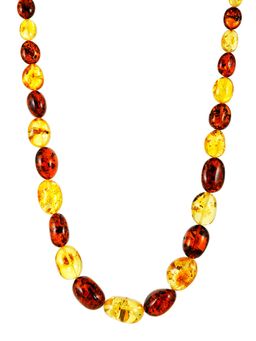 Яркие бусы из натурального балтийского янтаря Слива вишнёвая и лимонная