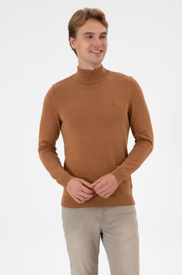 Erkek Slim Fit Bo_azl_ Camel Basic Kazak - U.s. polo assn фото 3