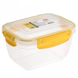 Контейнер для продуктов пластмассовый Мастер 1л, глубокий, прямоугольный, с клипсами, воздухонепроницаемый (герметичный), съемный силиконовый уплотнитель, подходит для СВЧ, цвета микс (Россия) - Домашняя мода фото 2