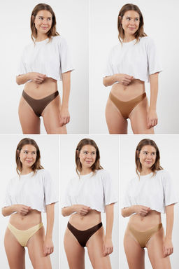 TRENDYOLMILLA Cok Renkli 5li Paket Fitilli Tanga Orme Kulot THMSS24KU00045  фото 10