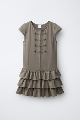 VESTIDO VOLANTES Y ALAMARES / Khaki - Zara фото 2