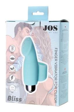 Вибронасадка на палец для клиторальной стимуляции JOS BLISS, силикон, голубая, 9 см  фото 6
