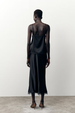 SATIN MIDI LACE SKIRT - Zara фото 9