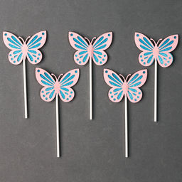 Набор для украшения Бабочки, набор 5 шт, цвет розовый - Страна карнавалия фото 2