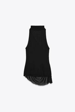 SEMI-SHEER HALTER TOP