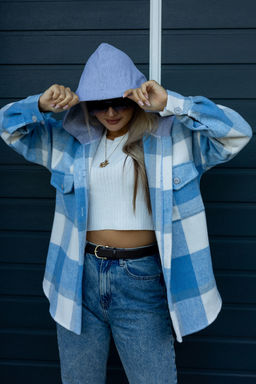 Рубашка женская в клетку с капюшоном РЖКК-01