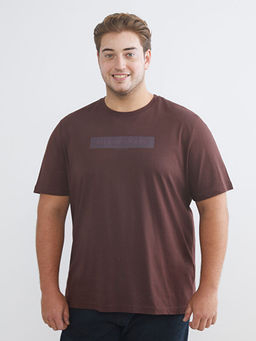 B?y?k Beden Bisiklet Yaka Bask?l? Erkek Ti??rt