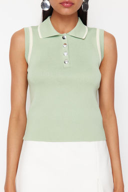 Trendyolmilla Lacivert Polo Yaka Renk Bloklu Triko Bluz TWOSS24BZ00244 фото 14