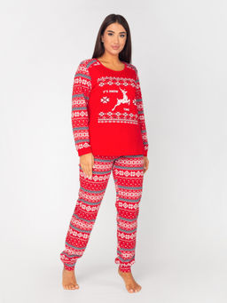 Пижама женская кулирка с брюками "ЛАПЛАНДИЯ" КРАСНЫЙ