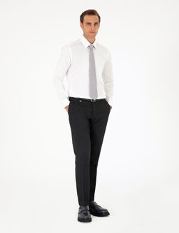Beyaz %100 Pamuk Parlak Saten Slim Fit Uzun Kollu Basic G_mlek