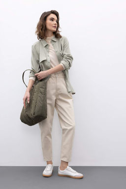 Paperbag Gabardin Pantolon Yuksek Bel Cepli Basic Duz Standart Paca - Defacto фото 4