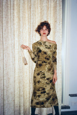 GATHERED FLOCKED DRESS - Zara фото 3
