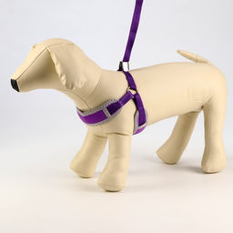 Комплект мягкая шлейка, поводок 120 х 1 см с вертлюгом, S, ОШ 26-67 см, ОГ 26-67 см, фиолетовый 71 - Пижон фото 2