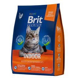 Брит Premium Cat Indoor сухой корм премиум класса с курицей для кошек дом. содержания 0,4 кг