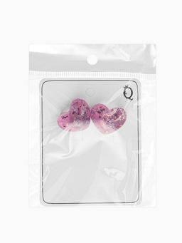 Цена за 2 шт. Серьги с паталью «Сердце блестка», цвет сиреневый в серебре