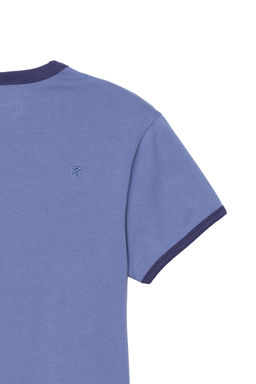 CAMISETA SLIM FIT RIB CONTRASTE / Azul