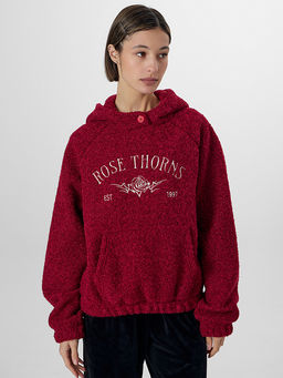 Худи женское бордовое с надписью Rose thorns