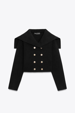 DOUBLE-BREASTED CROPPED KNIT JACKET - Zara фото 5