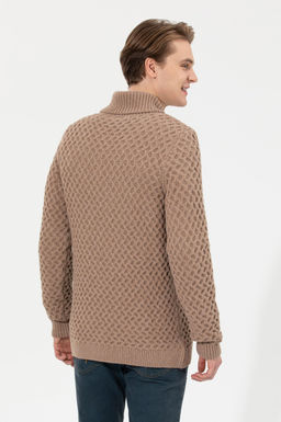 U. S. Polo Assn Мужской светло-коричневый меланжевый трикотаж с шалевым воротником - U.s. polo assn фото 5