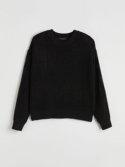 Bisiklet Yaka Ajurlu Oversize Kad?n Triko Kazak