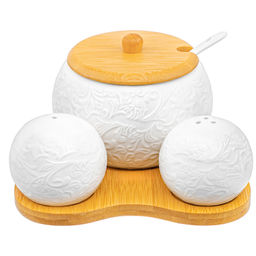 Набор - сахарница 400 мл 15*15,5*9 см "Лоза" с ложкой + солонка+ перечница дер.под.