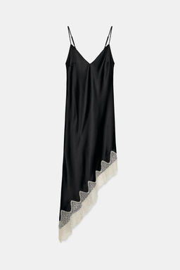 VESTIDO SATINADO ENCAJE / Negro - Zara фото 4