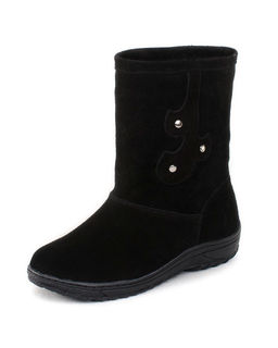 Полусапоги женские на литой подошве., Черные. Замша. Подклад овчина.