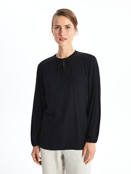 Ba?lamal? Yaka D?z Uzun Kollu Kad?n Bluz