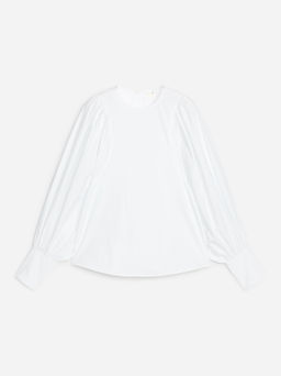 Blusa de algod?n con mangas abullonadas