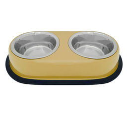 Двойная нескользящая миска "Лахар", бежевая, 800 мл AEASTODC(MS)- 03